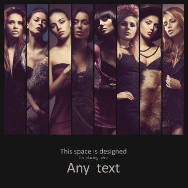 Güzel genç kadın moda kolaj