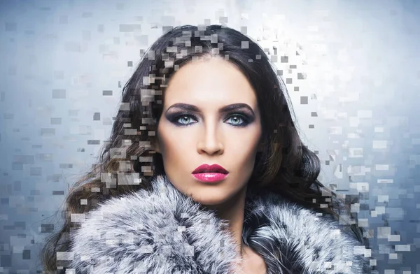 Güzel bir kadınla dijital piksel Mozaik 