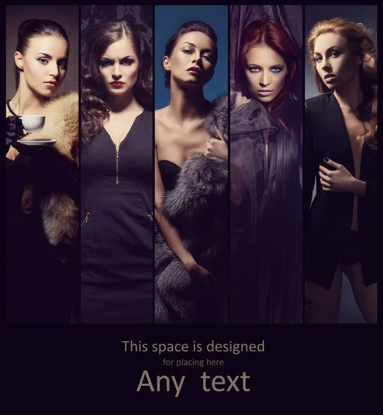 Güzel genç kadın moda kolaj