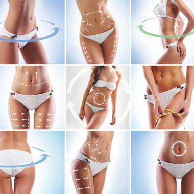 İnce ve fit kadın vücut oklarla 