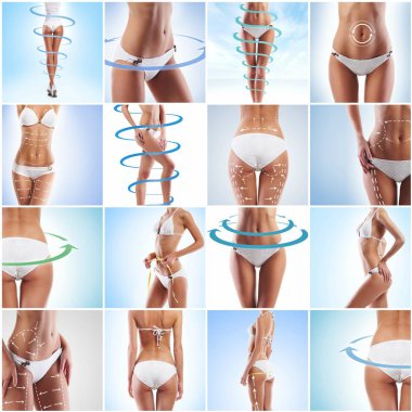 İnce ve fit kadın vücut oklarla 