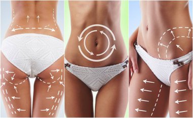 İnce ve fit kadın vücut oklarla 