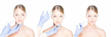 Kadının yüzü içine enjeksiyon yapma doktor