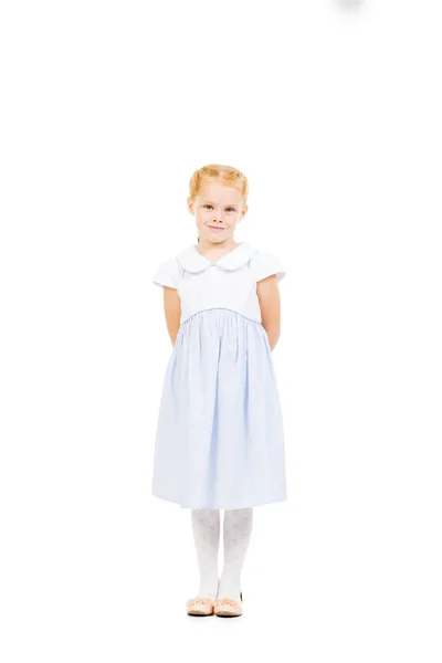 Красива маленька дівчинка ізольована на білому — стокове фото