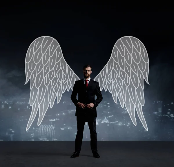 Business angel met de hand getekende vleugels — Stockfoto