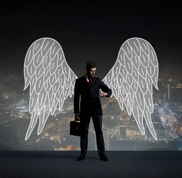 Business angel met de hand getekende vleugels — Stockfoto