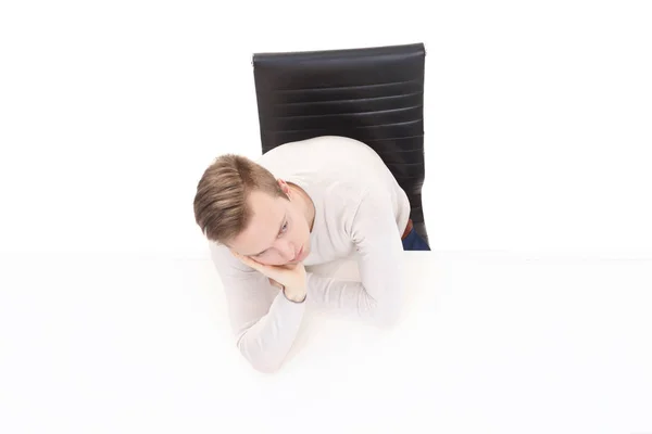 Vista dall'alto di un bel ragazzo in carica. Business e concetto di ufficio — Foto Stock