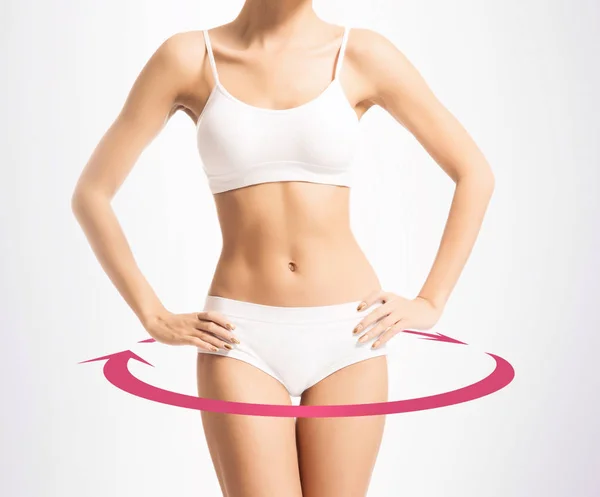 Vältränad kropp av ung kvinna i underkläder — Stockfoto