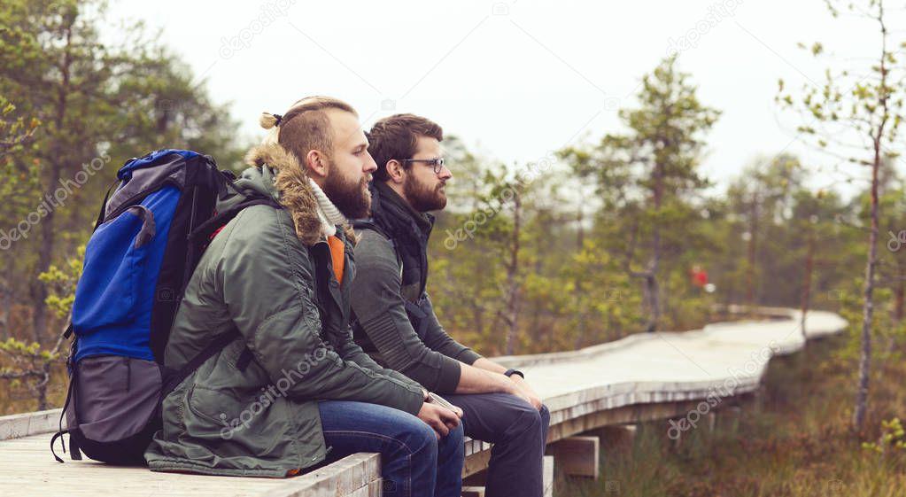 two men in forest