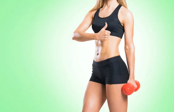 Ajuste jovem mulher em sportswear preto — Fotografia de Stock