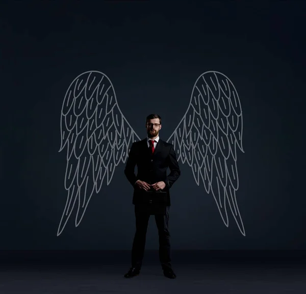 Business angel s ručně tažené křídla — Stock fotografie
