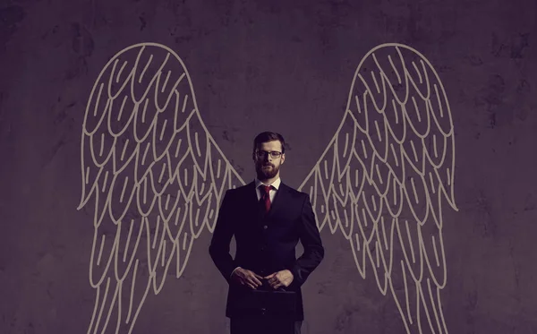 Ángel de negocios con alas dibujadas a mano —  Fotos de Stock