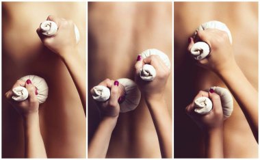 torbalar ile masaj yaptırdığım kadın