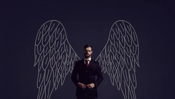 Business Angel mit von Hand gezogenen Flügeln — Stockfoto