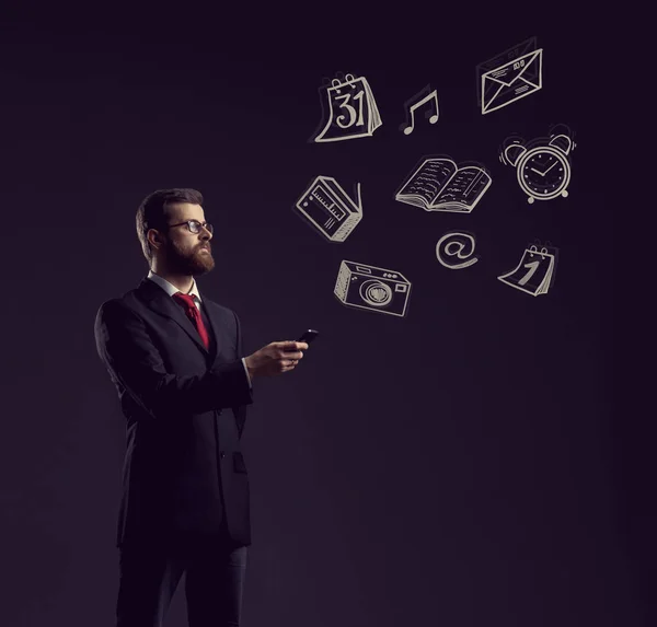 Young businessman in black suit — Stock Photo, Image