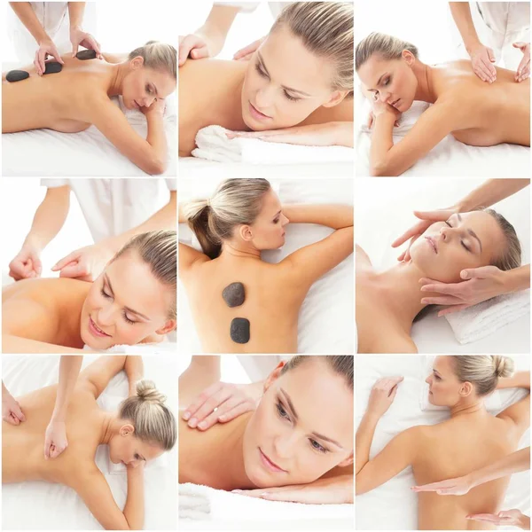 Bella donna avendo massaggio — Foto Stock