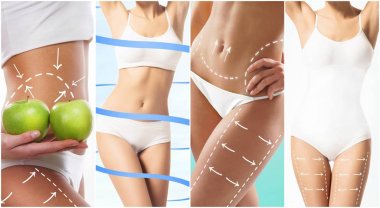 İnce ve fit kadın vücut oklarla 