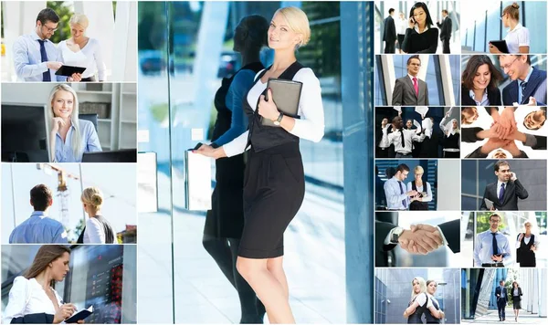 Business collage z młodymi ludźmi — Zdjęcie stockowe