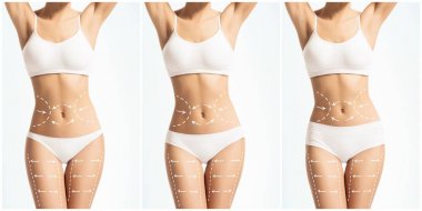 İnce ve fit kadın vücut oklarla 