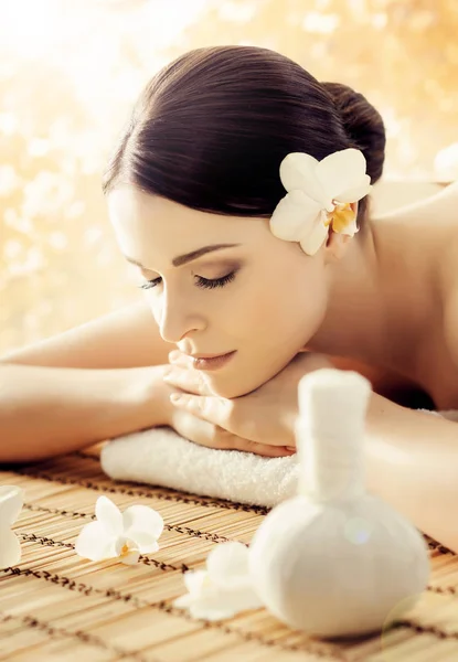 Young and natural woman on spa massage — Stock Photo, Image