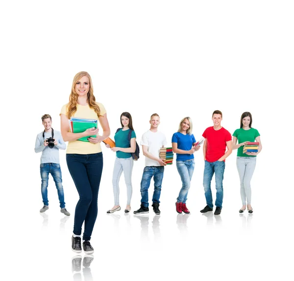 Large group of teenage students — Stock Photo, Image