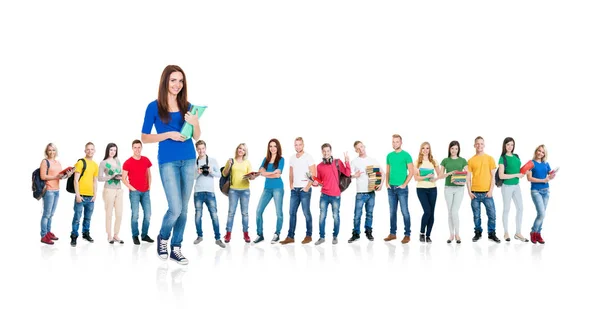 Large group of teenage students — Stock Photo, Image