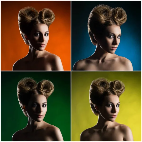 Mulher bonita com penteado glamour — Fotografia de Stock