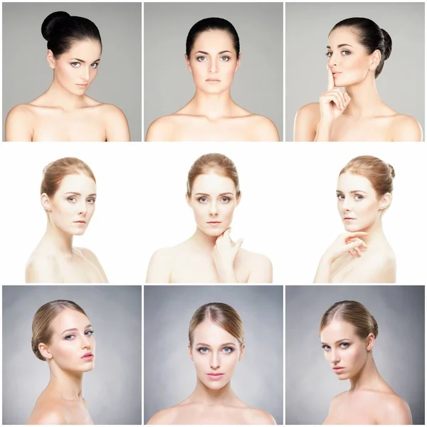 Collage van drie vrouwelijke portretten — Stockfoto