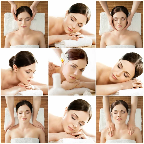 Schöne brünette Frau mit Massage — Stockfoto