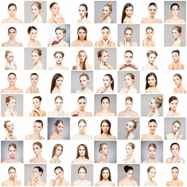 Collage van vrouwelijke portretten — Stockfoto