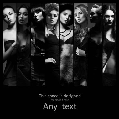 Güzel genç kadın moda kolaj