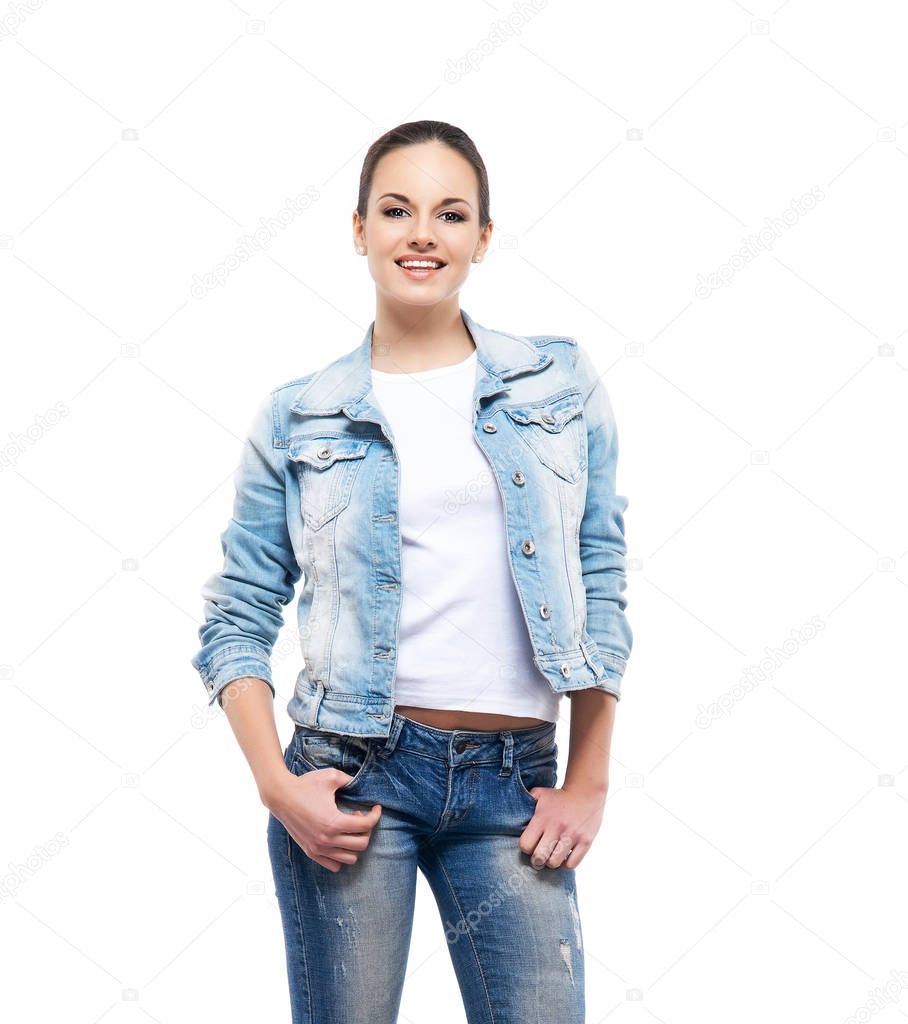 young woman wearing denim