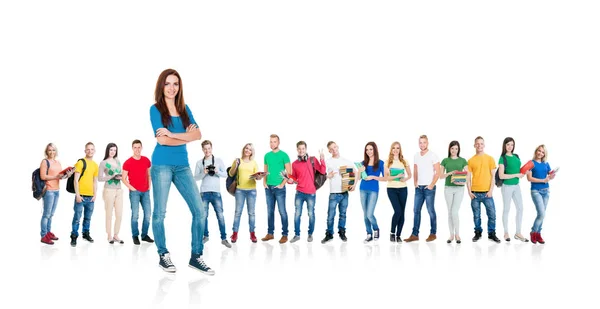 Large group of teenage students — Stock Photo, Image