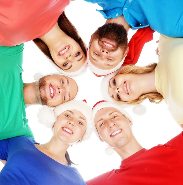 Groupe de jeunes en chapeaux de Père Noël — Photo