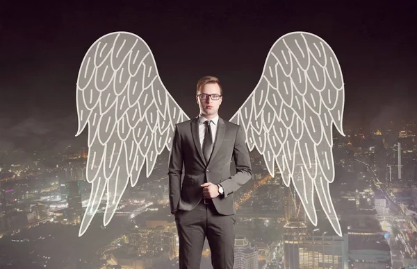 Business angel met de hand getekende vleugels — Stockfoto