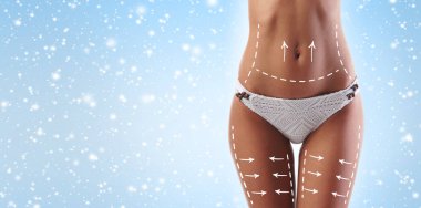 İnce ve fit kadın vücut oklarla 