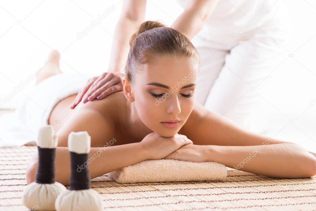 beautiful woman having massage