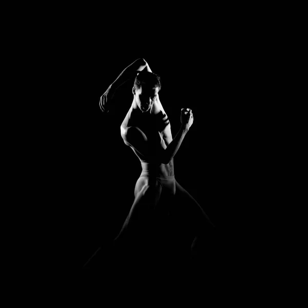 Black White Silhouette Trace Male Ballet Dancer — Stock Photo, Image