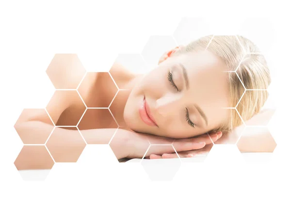 Beautiful Healthy Blond Woman Getting Massage Treatment Beauty Salon Spa — Stock Photo, Image