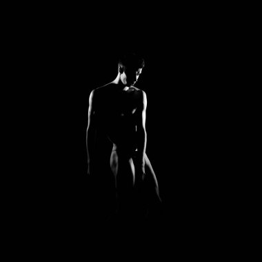 Siyah ve beyaz siluet erkek balet iz.