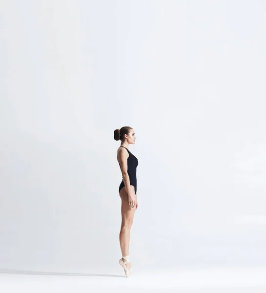 Ballerine Pointes Chaussures Body Danse Studio Jeune Gracieuse Danseuse Ballet — Photo