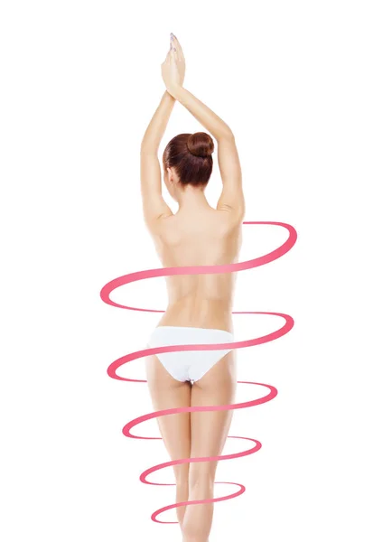 スリムでスポーティな女性の身体 水着でフィットして 健康的な女の子 背中とお尻 スポーツ フィットネス 重量損失の概念 — ストック写真