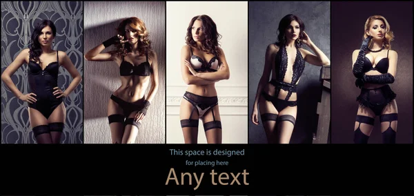 Collage Van Verschillende Foto Van Een Prachtige Mooie Vrouwen Sexy — Stockfoto