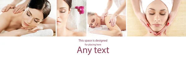 Coleção Massagens Spa Conceito Saúde Cura Medicina Mulheres Bonitas Spa — Fotografia de Stock
