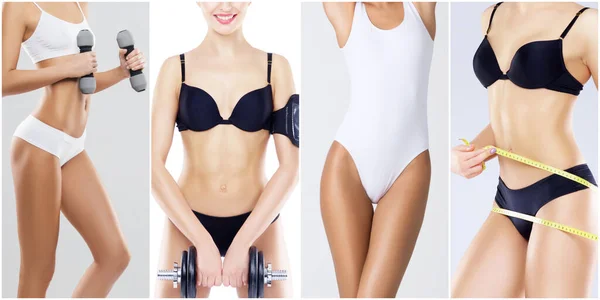 Corps Féminin Sportif Forme Bonne Santé Collage Fitness Jeunes Femmes — Photo