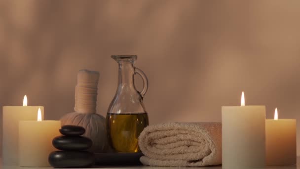 Aromatherapie Oosterse Massage Spa Behandeling Concept Achtergrond Van Ontspanningssamenstelling — Stockvideo