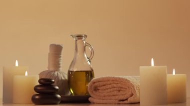 Spa arkaplan kompozisyonu. Masaj, oryantal terapi, refah ve meditasyon kavramı.