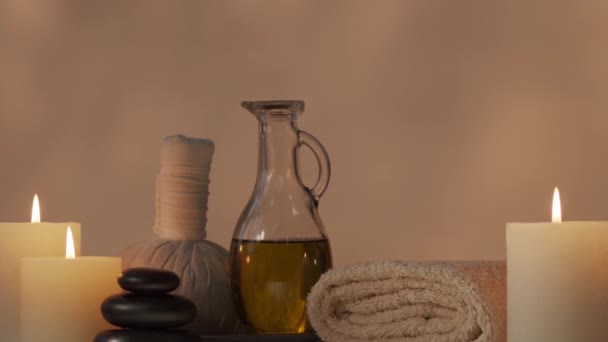 Composition Massage Oriental Procédures Spa Méditation Bien Être Concept Aromathérapie — Video