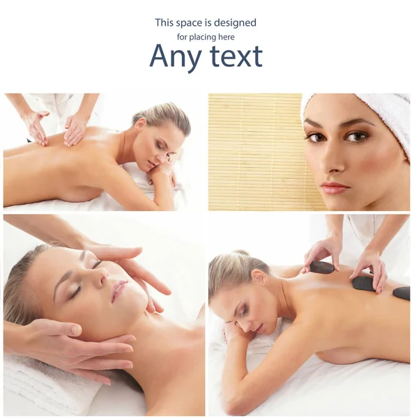 Massage Healing Collection Women Having Different Types Massage Spa Wellness — Stock Photo, Image