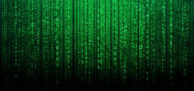 İkili kod ile dijital arka plan. Bilgisayar korsanları, darknet, sanal gerçeklik ve bilim kurgu kavramı.